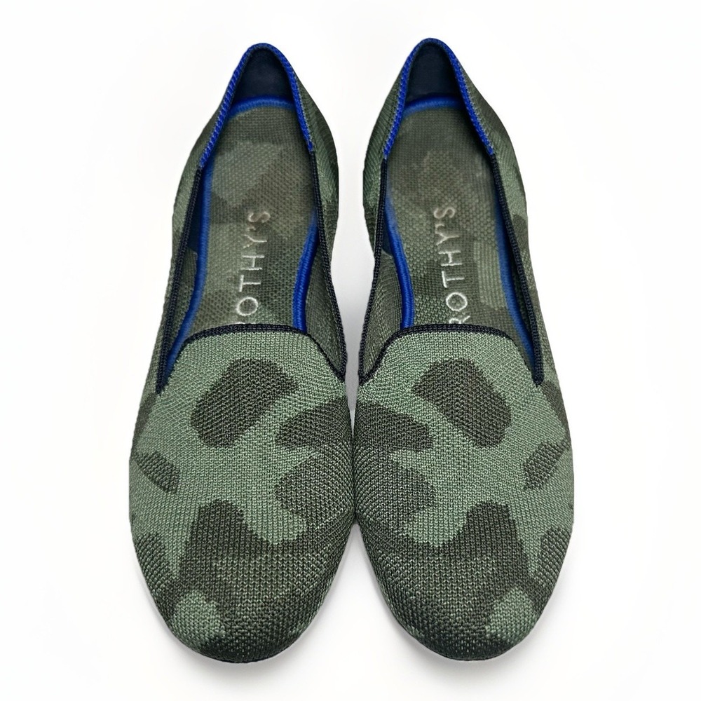ROTHY'S Olive Camo Slip On Loafers Ballet Flats Knit Round Toe‎ Women's 6.5